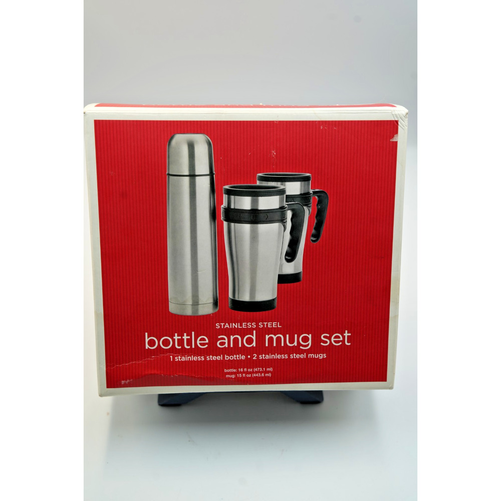 3 Piece Stainless Steel Bottle and Mug Set New In Box (CT)